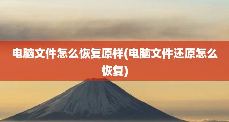 电脑文件怎么恢复原样(电脑文件还原怎么恢复)