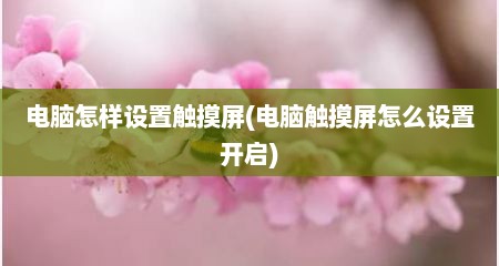 电脑怎样设置触摸屏(电脑触摸屏怎么设置开启)