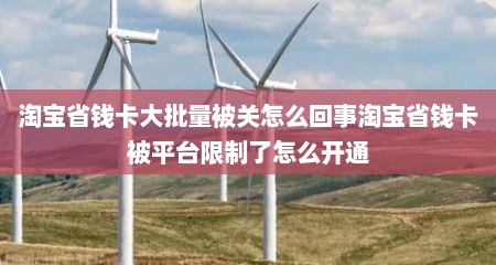 淘宝省钱卡大批量被关怎么回事淘宝省钱卡被平台限制了怎么开通