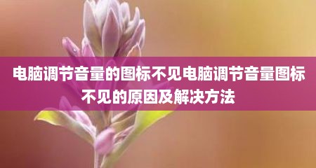 电脑调节音量的图标不见电脑调节音量图标不见的原因及解决方法