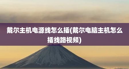 戴尔主机电源线怎么插(戴尔电脑主机怎么插线路视频)