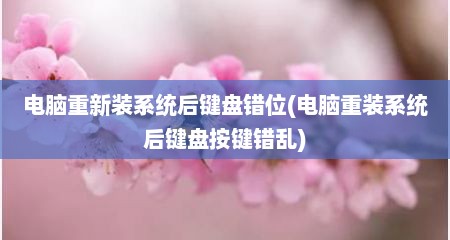 电脑重新装系统后键盘错位(电脑重装系统后键盘按键错乱)