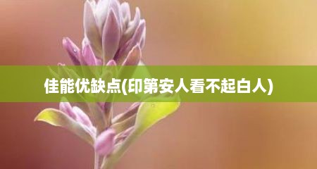 佳能优缺点(印第安人看不起白人)