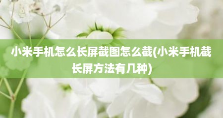 小米手机怎么长屏截图怎么截(小米手机截长屏方法有几种)