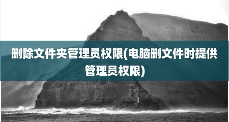 删除文件夹管理员权限(电脑删文件时提供管理员权限)