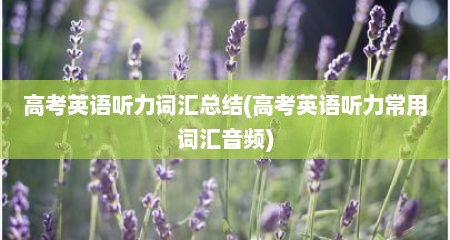 高考英语听力词汇总结(高考英语听力常用词汇音频)