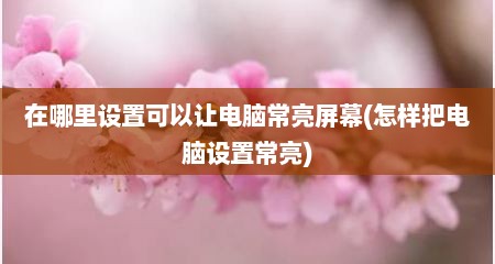 在哪里设置可以让电脑常亮屏幕(怎样把电脑设置常亮)