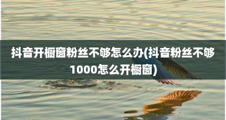 抖音开橱窗粉丝不够怎么办(抖音粉丝不够1000怎么开橱窗)