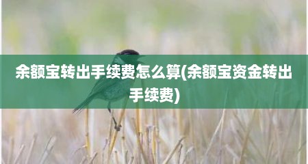 余额宝转出手续费怎么算(余额宝资金转出手续费)