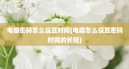 电脑密码怎么设置时间(电脑怎么设置密码时间的长短)