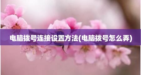 电脑拨号连接设置方法(电脑拨号怎么弄)