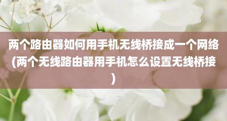 两个路由器如何用手机无线桥接成一个网络(两个无线路由器用手机怎么设置无线桥接)