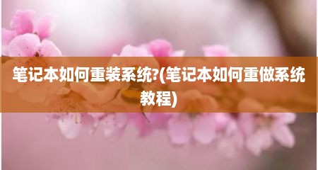 笔记本如何重装系统?(笔记本如何重做系统教程)