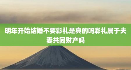 明年开始结婚不要彩礼是真的吗彩礼属于夫妻共同财产吗