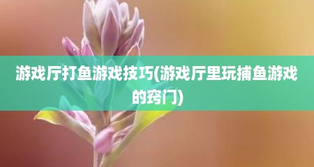 游戏厅打鱼游戏技巧(游戏厅里玩捕鱼游戏的窍门)