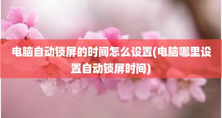 电脑自动锁屏的时间怎么设置(电脑哪里设置自动锁屏时间)