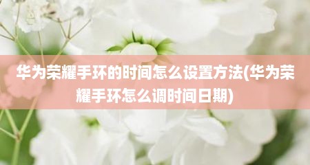 华为荣耀手环的时间怎么设置方法(华为荣耀手环怎么调时间日期)