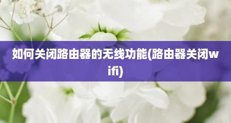 如何关闭路由器的无线功能(路由器关闭wifi)