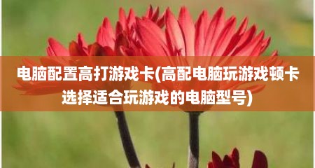 电脑配置高打游戏卡(高配电脑玩游戏顿卡选择适合玩游戏的电脑型号)