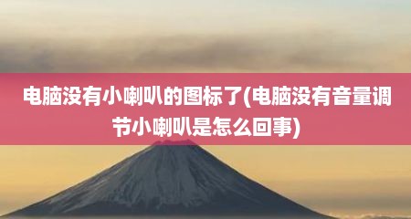 电脑没有小喇叭的图标了(电脑没有音量调节小喇叭是怎么回事)