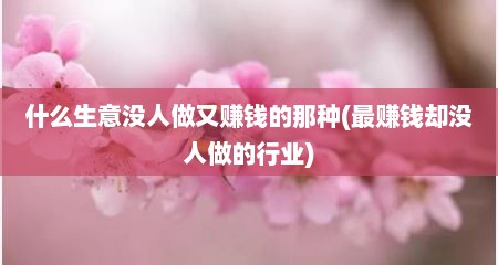 什么生意没人做又赚钱的那种(最赚钱却没人做的行业)