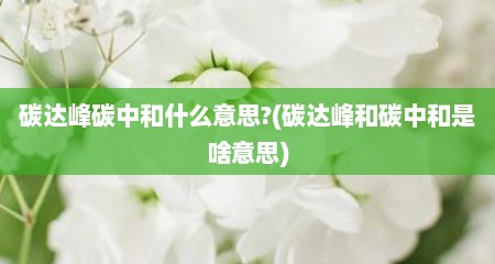 碳达峰碳中和什么意思?(碳达峰和碳中和是啥意思)