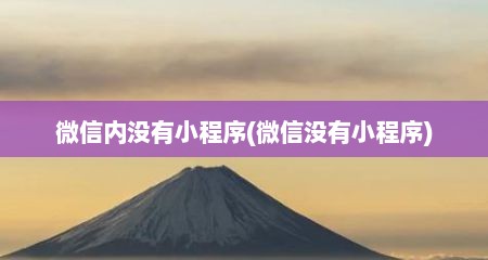 微信内没有小程序(微信没有小程序)