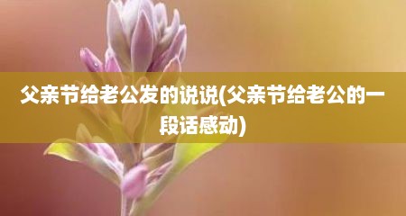 父亲节给老公发的说说(父亲节给老公的一段话感动)