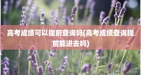 高考成绩可以提前查询吗(高考成绩查询提前能进去吗)