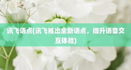 讯飞语点(讯飞推出全新语点，提升语音交互体验)