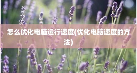 怎么优化电脑运行速度(优化电脑速度的方法)