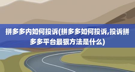 拼多多内如何投诉(拼多多如何投诉,投诉拼多多平台最狠方法是什么)