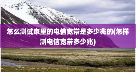 怎么测试家里的电信宽带是多少兆的(怎样测电信宽带多少兆)