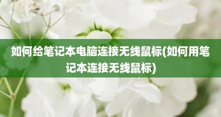 如何给笔记本电脑连接无线鼠标(如何用笔记本连接无线鼠标)