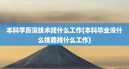 本科学历没技术找什么工作(本科毕业没什么技能找什么工作)