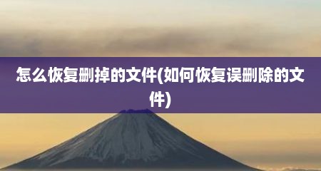 怎么恢复删掉的文件(如何恢复误删除的文件)