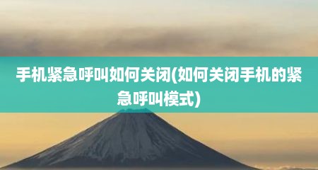 手机紧急呼叫如何关闭(如何关闭手机的紧急呼叫模式)