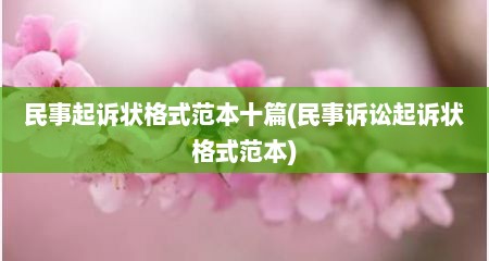 民事起诉状格式范本十篇(民事诉讼起诉状格式范本)