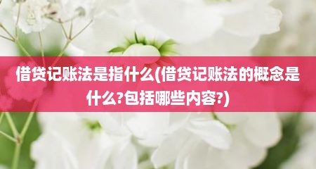 借贷记账法是指什么(借贷记账法的概念是什么?包括哪些内容?)