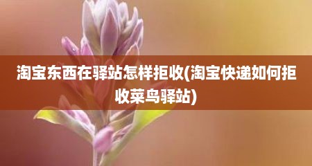 淘宝东西在驿站怎样拒收(淘宝快递如何拒收菜鸟驿站)