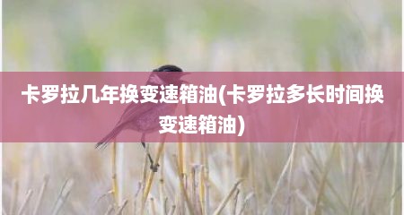 卡罗拉几年换变速箱油(卡罗拉多长时间换变速箱油)