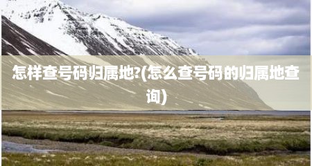 怎样查号码归属地?(怎么查号码的归属地查询)