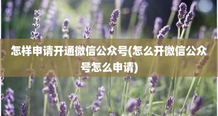 怎样申请开通微信公众号(怎么开微信公众号怎么申请)