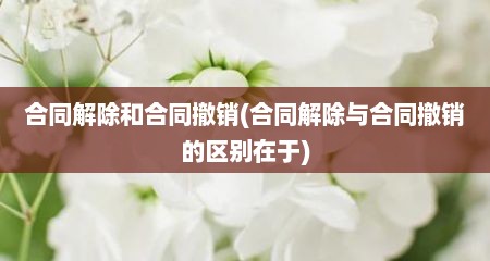 合同解除和合同撤销(合同解除与合同撤销的区别在于)