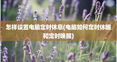 怎样设置电脑定时休息(电脑如何定时休眠和定时唤醒)