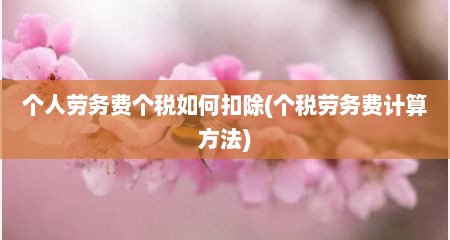 个人劳务费个税如何扣除(个税劳务费计算方法)