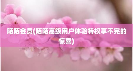 陌陌会员(陌陌高级用户体验特权享不完的惊喜)