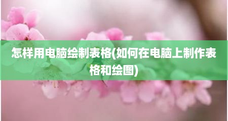 怎样用电脑绘制表格(如何在电脑上制作表格和绘图)