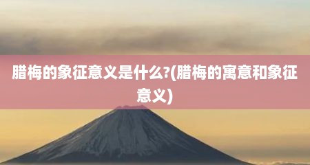 腊梅的象征意义是什么?(腊梅的寓意和象征意义)