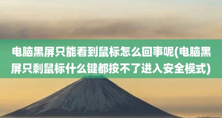 电脑黑屏只能看到鼠标怎么回事呢(电脑黑屏只剩鼠标什么键都按不了进入安全模式)